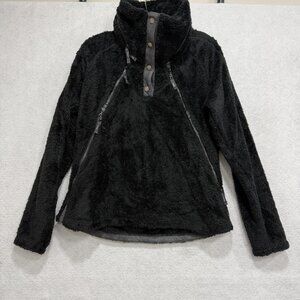 Kuhl Pullover Sweater Womens Medium Black Plush Fleece Sherpa Zip Outdoor S19